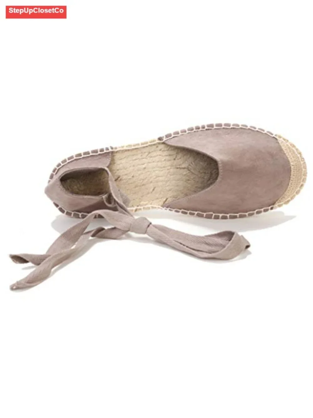 Faux Suede Cap-Toe Lace-Up Ankle Strap Espadrille Flat Sandals